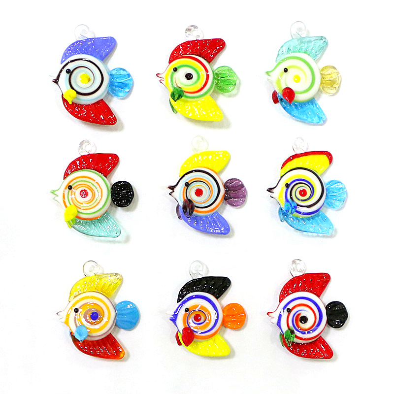 Marine Aquarium Orp - ที่มีสีสันมินิปลาเขตร้อนแก้วจี้น่ารักสัตว์ทะเลเสน่ห์เครื่องประดับสำหรับเครื่องประดับ DIY ทำสร้อยคออุปกรณ์เสริมหรืออุปกรณ์ตกแต่งพิพิธภัณฑ์สัตว์น้ำ