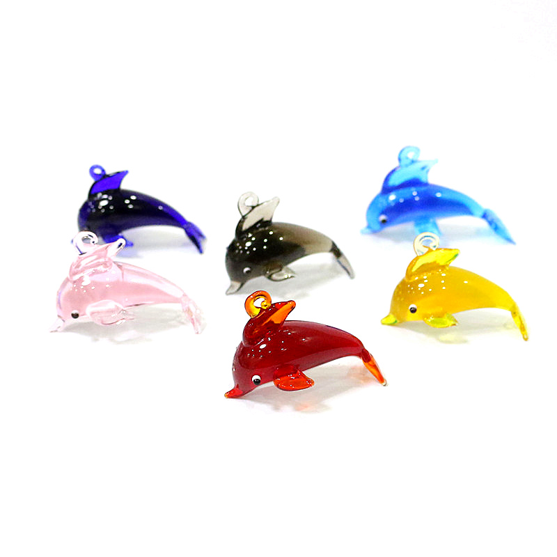 Marine Aquarium Orp - น่ารักปลาโลมาเสน่ห์แก้วจี้มินิสัตว์ทะเลตกแต่งสำหรับ DIY เครื่องประดับสร้อยคอสร้อยข้อมือทำอุปกรณ์เสริมหรือตกแต่งพิพิธภัณฑ์สัตว์น้ำ