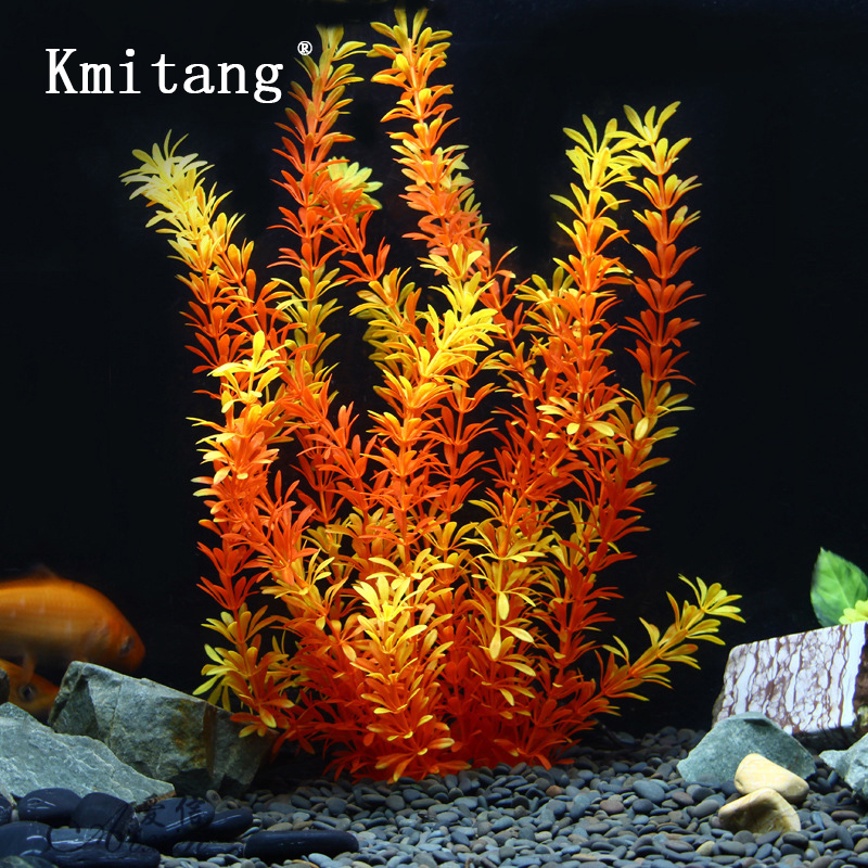 Aquarium Marine Fish - ต้นไม้เขตร้อนขนาด 100 ซม. หญ้าใต้น้ำเทียมขนาดใหญ่ ต้นไม้ปลอมพลาสติกนุ่มสำหรับตกแต่งตู้ปลาและตู้เลี้ยงปลา