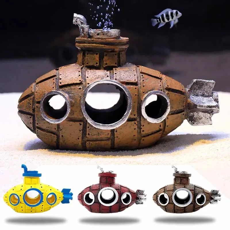 Marine Aquarium For Sale - ของตกแต่งเรซิ่นรูปเรือดำน้ำสำหรับตู้ปลา ตกแต่งตู้ปลา ที่หลบภัยสำหรับปลา กุ้ง ถ้ำ ตกแต่งภูมิทัศน์