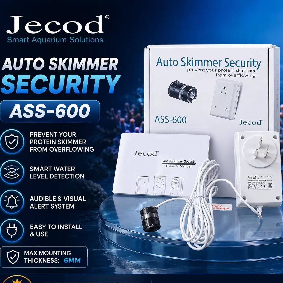 Marine Aquarium Overflow - เจบาว ASS-600 220V เครื่องกรองโปรตีนอัตโนมัติสำหรับตู้ปลาแบบกันระเบิด พร้อมระบบป้องกันการล้นอัตโนมัติ