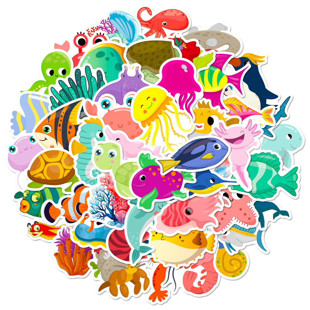 สติกเกอร์สัตว์ทะเล 50 ชิ้น - ส - Marine Aquarium Orp บทวิจารณ์และราคา