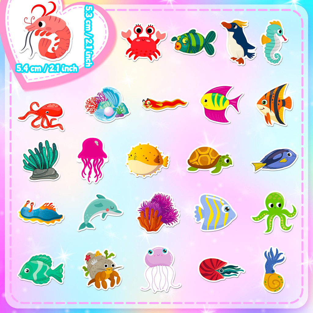 สติกเกอร์สัตว์ทะเล 50 ชิ้น - ส - Marine Aquarium Orp บทวิจารณ์และราคา